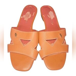 Kurt Geiger London Women's  Stylish Orange Odina Leather Slide Sandals Sz 39